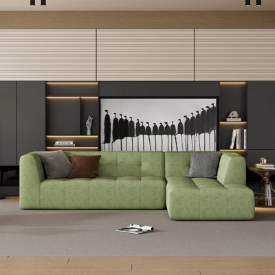 L Shaped Modular Sofa Set With Tufted Back 
